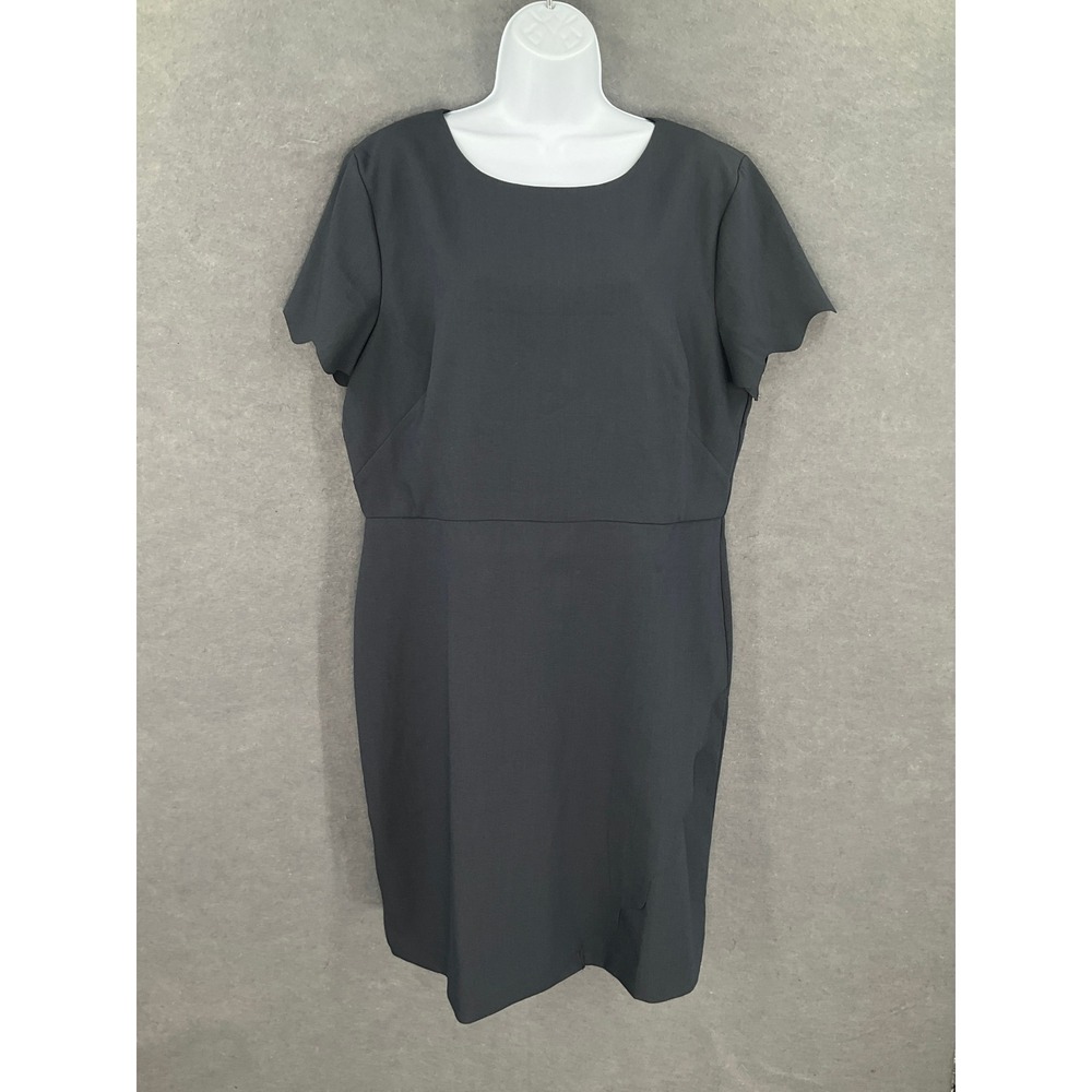 LOFT Women's Gray Sheath Dress Short Sleeve Career Business Size 16 Capsule